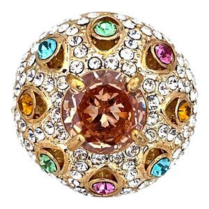 Women's Cocktail Ring Size 5 Pave Crystals Pastels Pave Accents HSN 5W